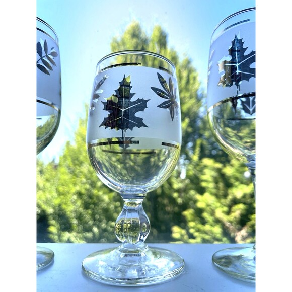Vintage Libbey Golden Foliage Frosted Glassware – Set of 5 – 1950s Mid-Century B - Picture 11 of 16